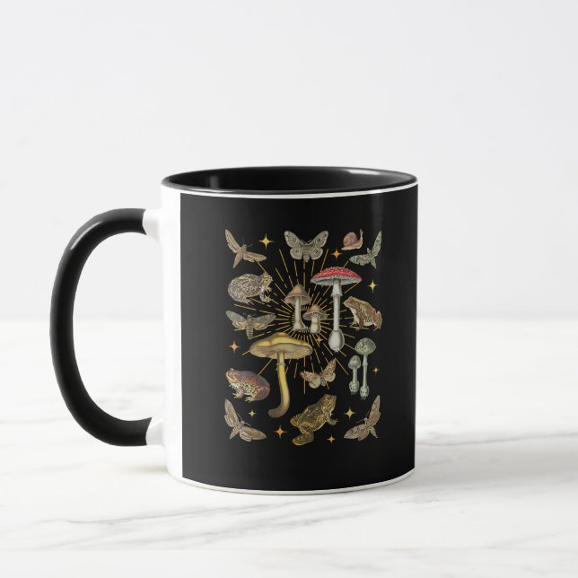 kärn Aesthetic Svamp Groda Fjäril Goblincore Mugg (Vänster)