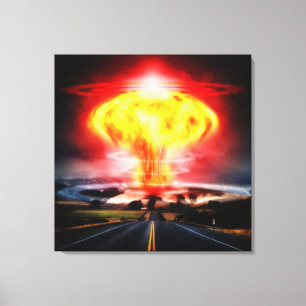 Kärn- illustration för explosionchampinjonmoln canvastryck