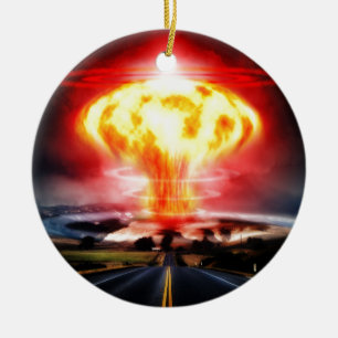 Kärn- illustration för explosionchampinjonmoln julgransprydnad keramik