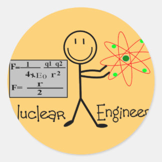 Kärn- ingenjörgåvor--Stick figurer humor Runt Klistermärke