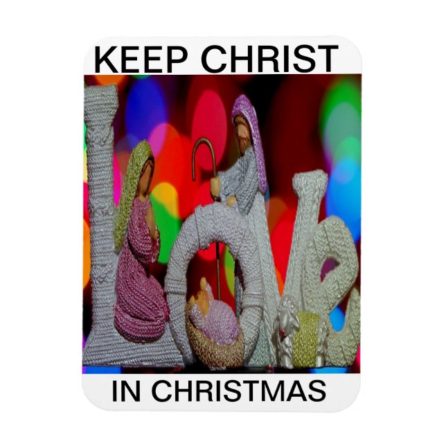 Kärnan av jul med kärlek till julkrubba magnet (Vertikal)