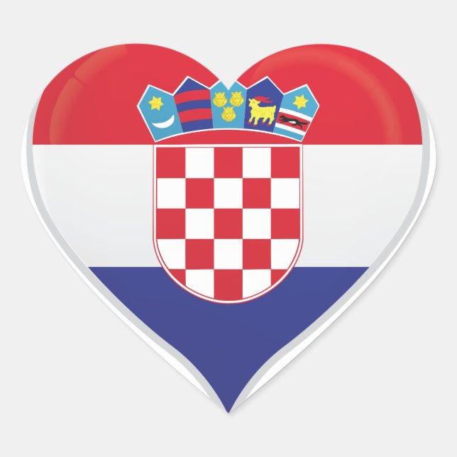Kärndekal för pride i Kroatien kärlek flagga Hjärtformat Klistermärke (Framsida)