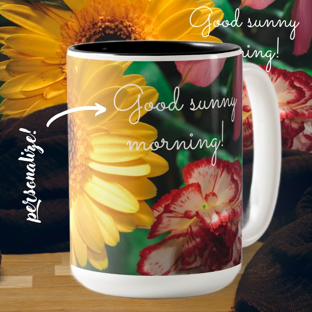 Karner och gult gerbera Två-Tonad mugg (Skapare uppladdad)