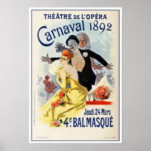 Karneval 1892 för Theatre för vintageParis opera Poster