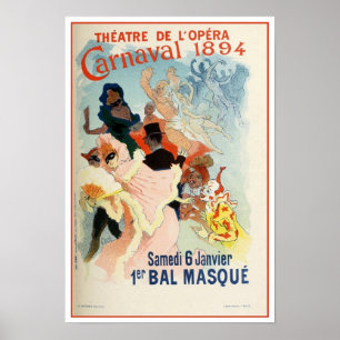 Karneval 1894 för Theatre för vintageParis opera Poster