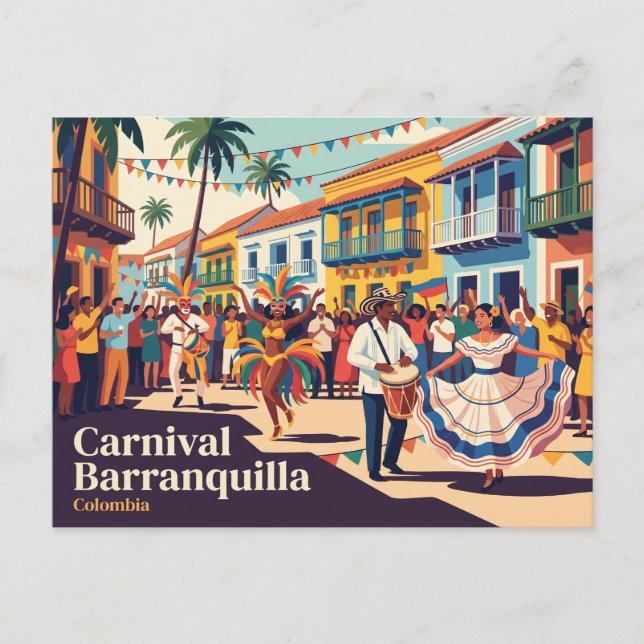Karneval Barranquilla Colombia Vykort (Framsida)