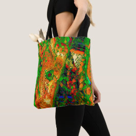 Karneval eller mask party av färger, grönt och ora tygkasse