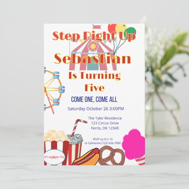 Karneval Födelsedagsfest med Tält & Snacks Inbjudningar (Stående Fram)