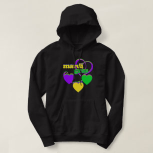 Karneval för hjärta för grönt för Mardi Gras Hoodie