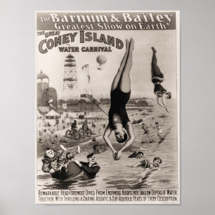 Karneval för vatten för Barnum och borggårdConeyö Poster