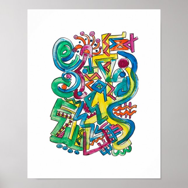 Karneval-Handmålad Abstrakt Konst Poster (Framsidan)