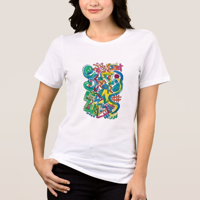 Karneval - Handmålad Abstrakt Konst T Shirt (Framsida)