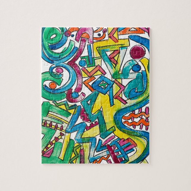 Karneval - Handmålad Modern Geometrisk Konst Pussel (Vertikal)