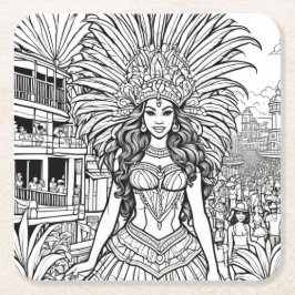 Karneval i Brasilien Färgning Underlägg Papper Kvadrat