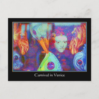 Karneval i Venedig - Färgfulla karneval Mask Vykort