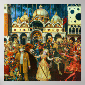 karneval i Venedigs oljemålning renaissance stil Poster