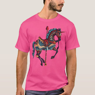 Karneval Karusell Häst Karusell Enhörning Liten Bl T Shirt