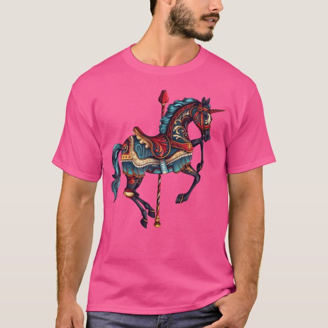 Karneval Karusell Häst Karusell Enhörning Liten Bl T Shirt (Framsida)