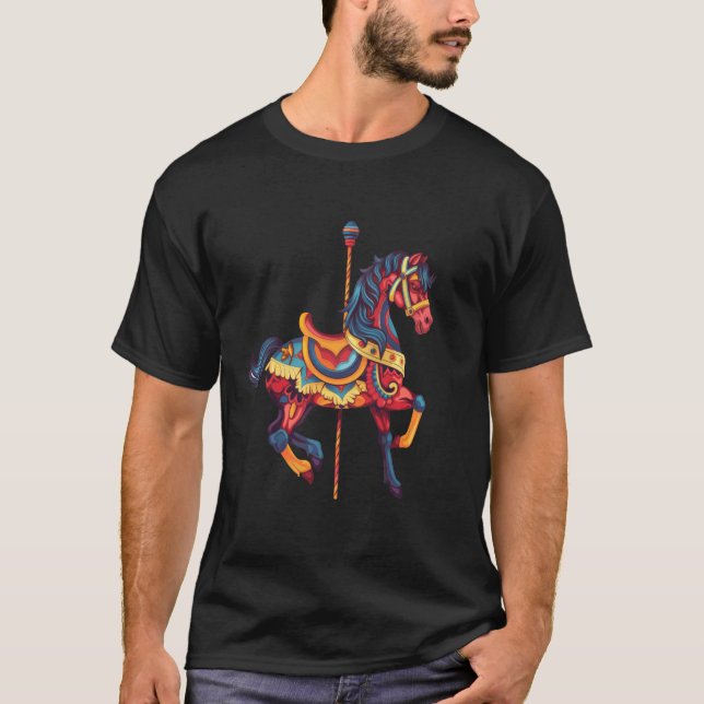 Karneval Karusell Häst Karusell Enhörning T Shirt (Framsida)
