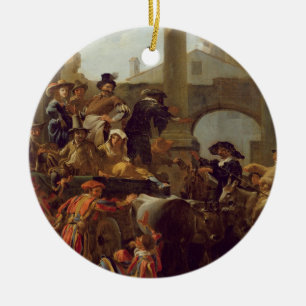 Karneval Time i Rome, 1653 (olja på kanfas) Julgransprydnad Keramik
