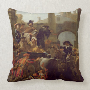 Karneval Time i Rome, 1653 (olja på kanfas) Kudde