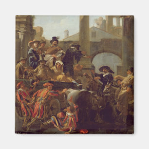 Karneval Time i Rome, 1653 (olja på kanfas) Magnet