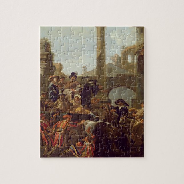 Karneval Time i Rome, 1653 (olja på kanfas) Pussel (Vertikal)