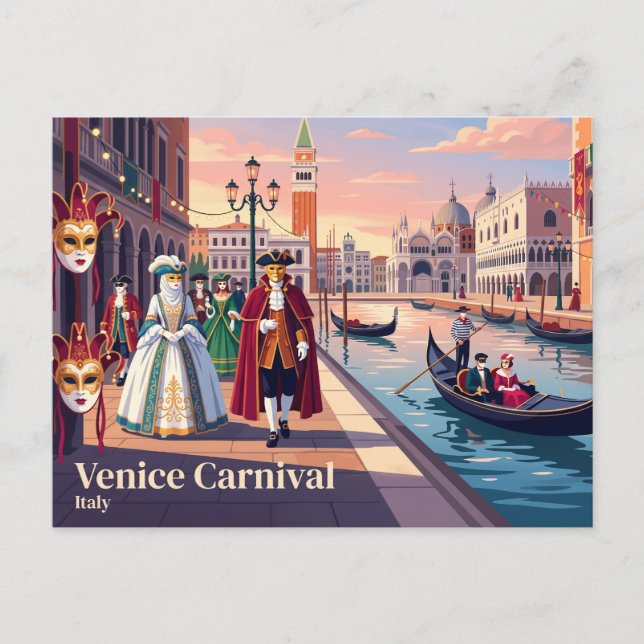 Karnevalen i Venedig, Italien Vykort (Framsida)