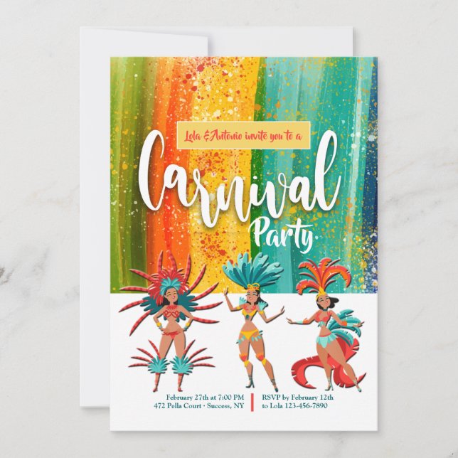 Karnevalpartyinbjudningar Inbjudningar (Framsida)