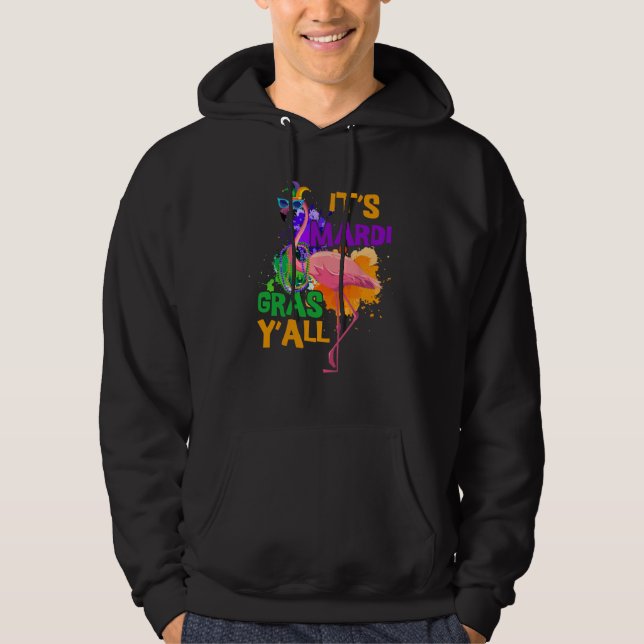 Karnevalsfestidé Flamingo Mardi Gras  1 Hoodie (Framsida)