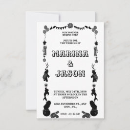 Karnevalsfestival svart och vit spara datumet