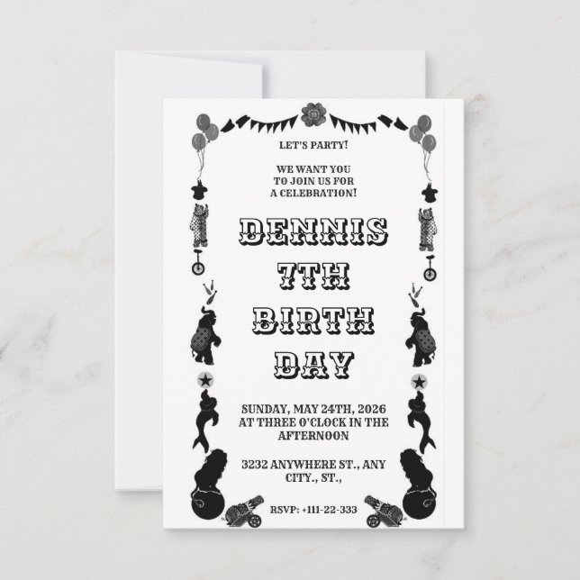 Karnevalsfestival svart och vit spara datumet (Framsida)