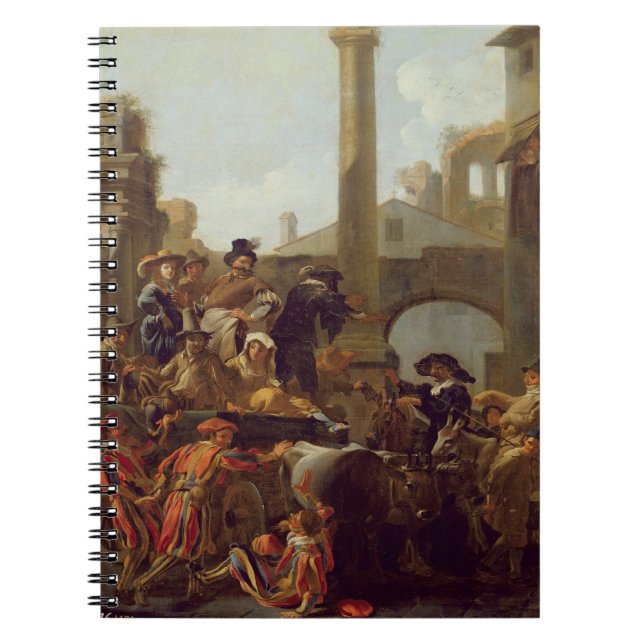 Karnevalstid i Rom, 1653 (olja på duk) Anteckningsbok Med Spiral (Framsidan)