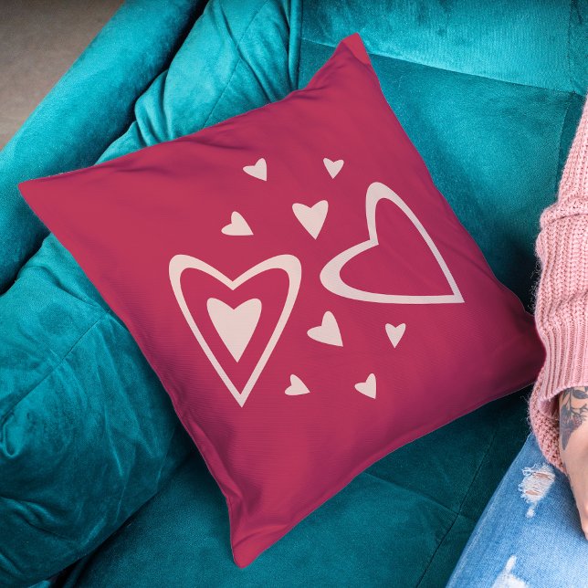 Kärnhjärtan - magenta och rosa - bild. kudde (Skapare uppladdad)