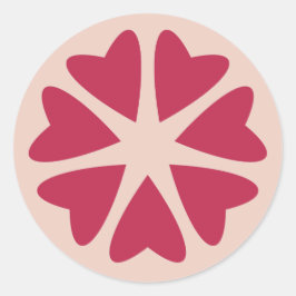 Kärnhjärtan - magenta röd - bild. runt klistermärke