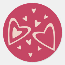 Kärnhjärtan - magenta röd - bild. runt klistermärke