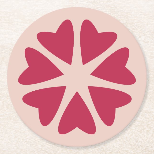 Kärnhjärtan - magenta röd - bild. underlägg papper rund (Framsidan)