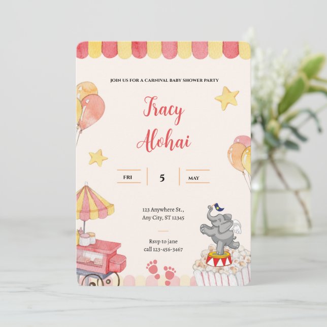 Karnival Baby Shower-inbjudan | Circus Party Inbjudningar (Stående Fram)