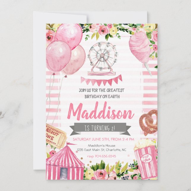 Karnival Birthday bjudande, Circus Birthday Inbjudningar (Framsida)