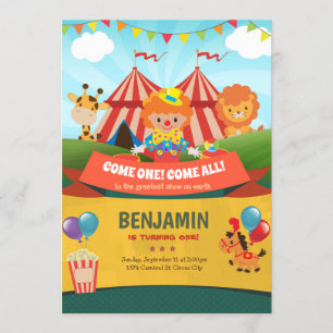 Karnival Birthday Call Circus Party Inbjudningar