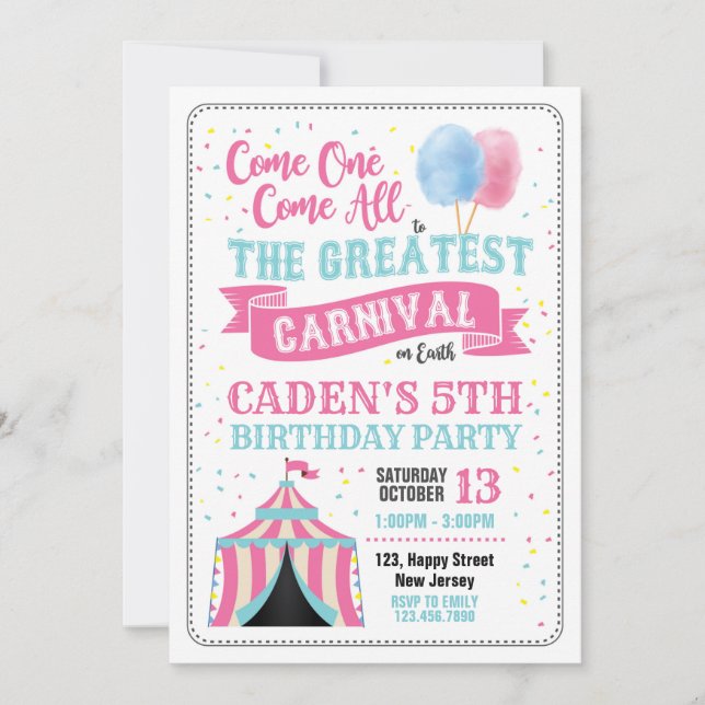 Karnival Birthday-inbjudan Inbjudningar (Framsida)