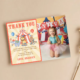 Karnival Circus & Animals Birthday Photo Tack Kort