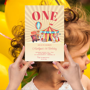Karnival Circus Big Top 1st Birthday Inbjudningar
