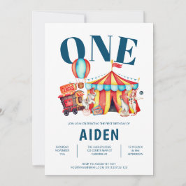 Karnival Circus Big Top One 1:a födelsedag Inbjudningar