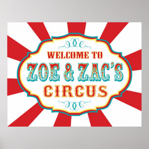 Karnival Circus Birthday Banner Zoe and Zac ANPASS Poster