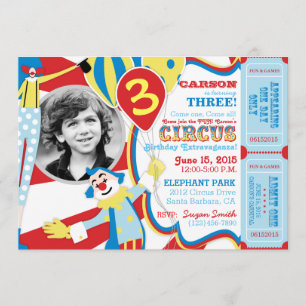 Karnival Circus Clowns födelsedagsinbjudan Inbjudningar