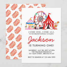 Karnival Circus Fair Party Kid Birthday-inbjudan Inbjudningar