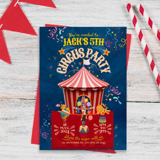 Karnival/Circus-inbjudan på födelsedagen Inbjudningar