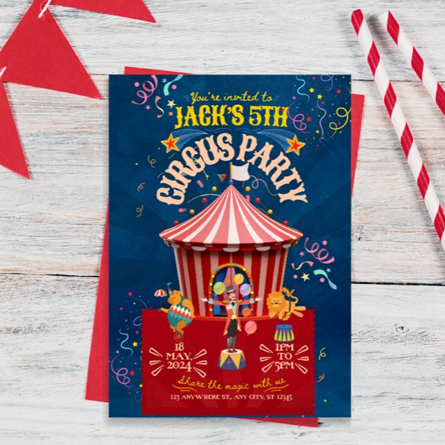 Karnival/Circus-inbjudan på födelsedagen Inbjudningar (Skapare uppladdad)