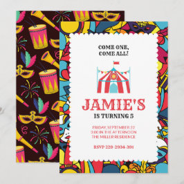 Karnival Circus Pary Birthday-inbjudan Inbjudningar